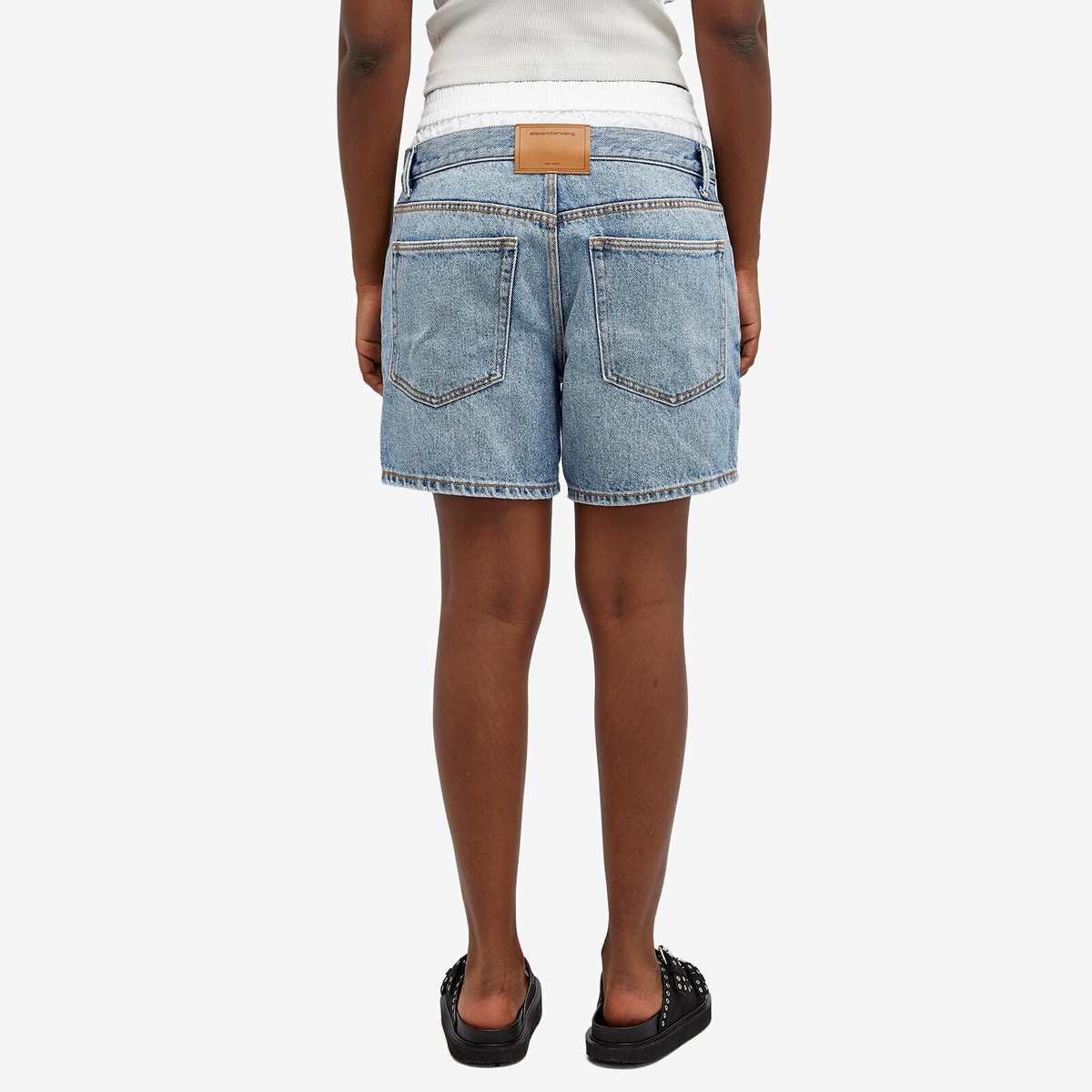 Alexander Wang Women's Loose Shorts with Boxers in Blue Alexander Wang