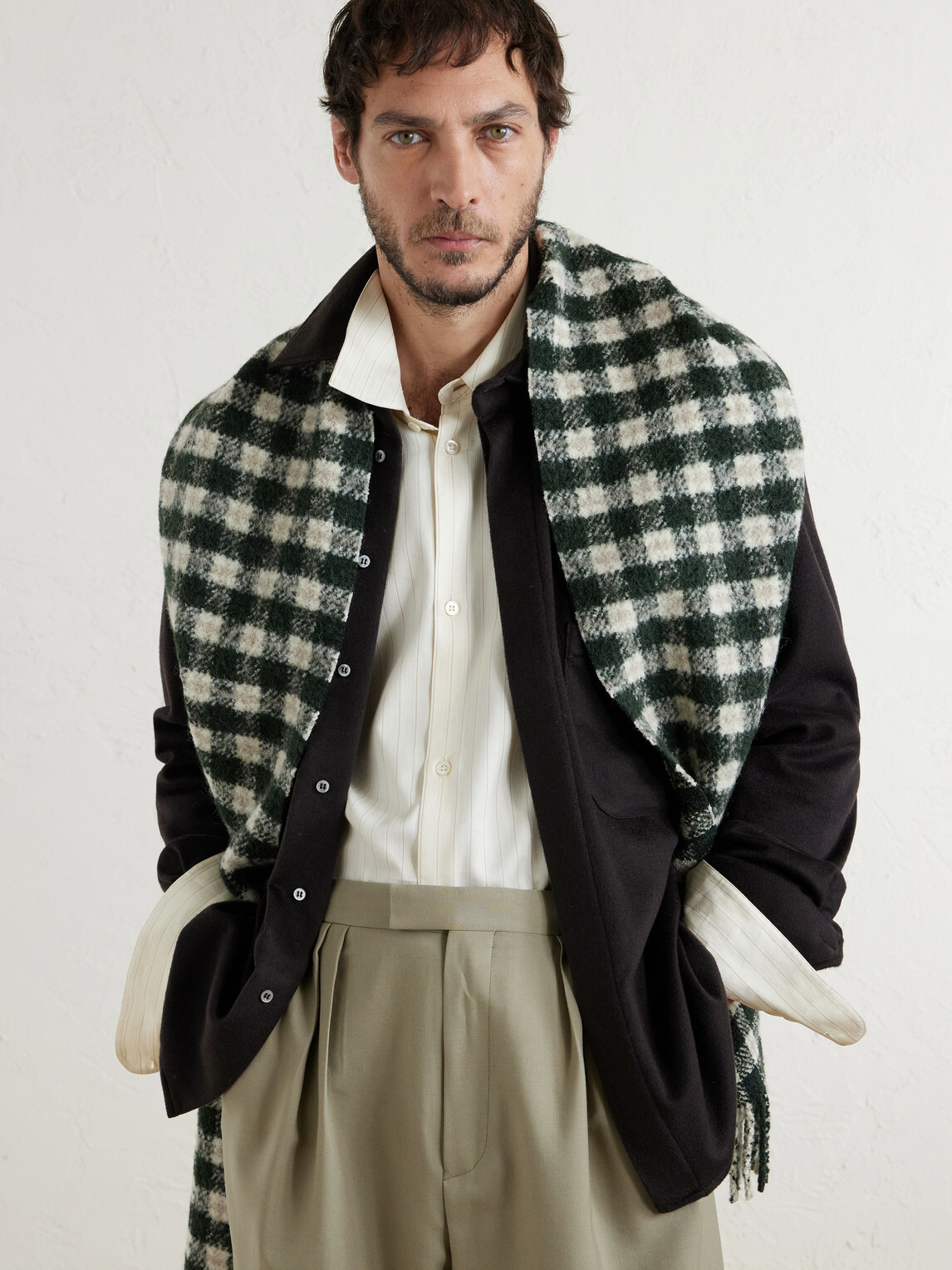 Acne Studios - Fringed Logo-Appliquéd Leather-Trimmed Knitted Scarf