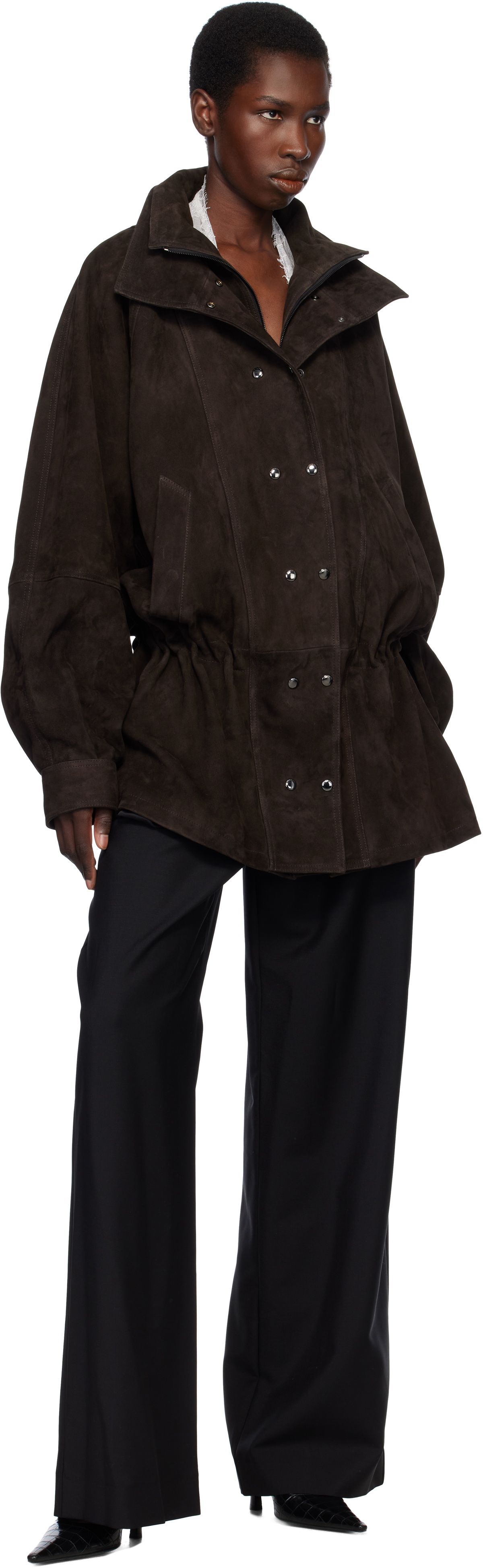 Magda Butrym Brown Cinched Leather Jacket