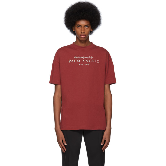 Photo: Palm Angels Burgundy Vintage Logo T-Shirt