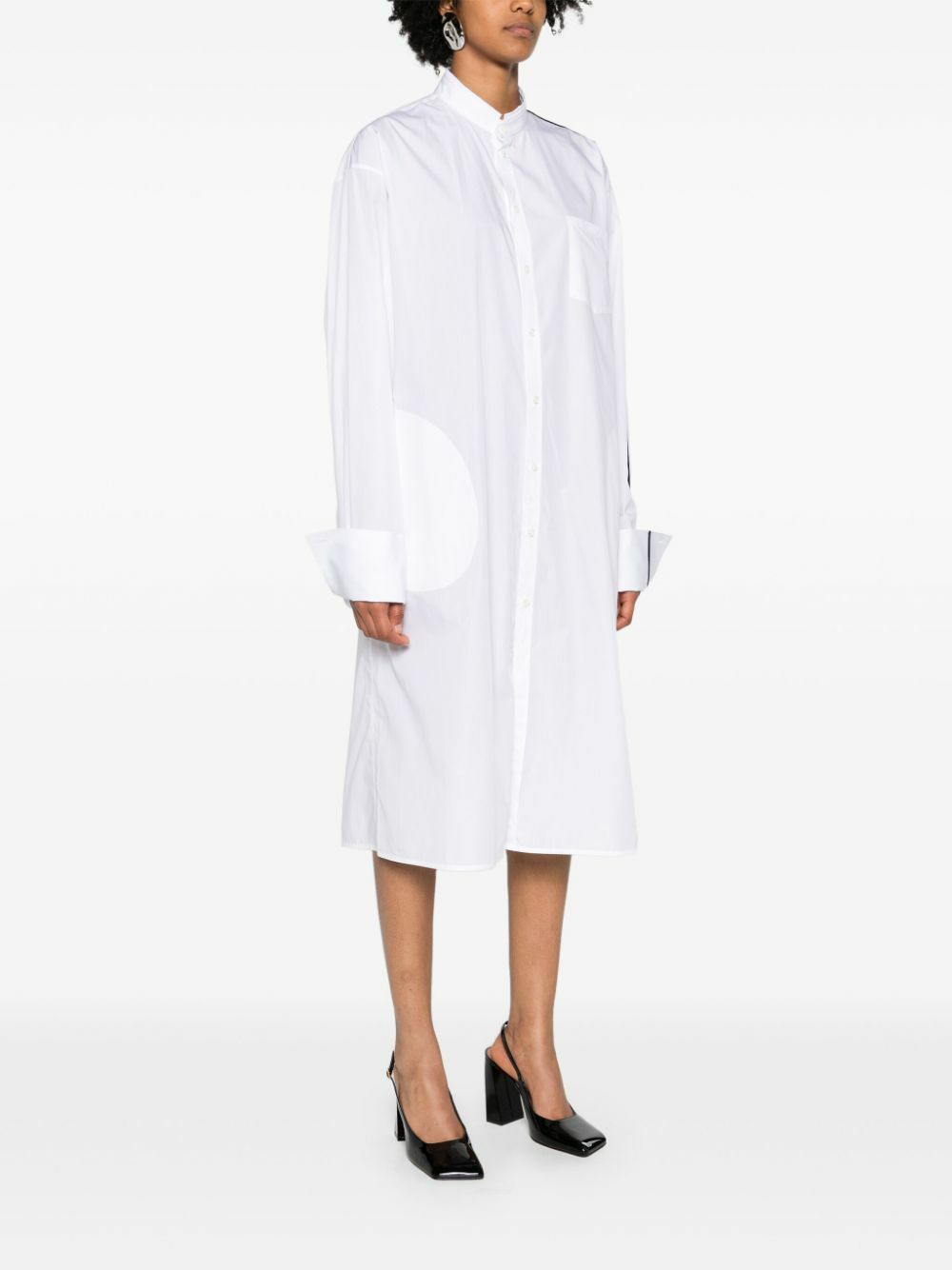 Peter Do White Side-Stripe Cotton Shirt Dress