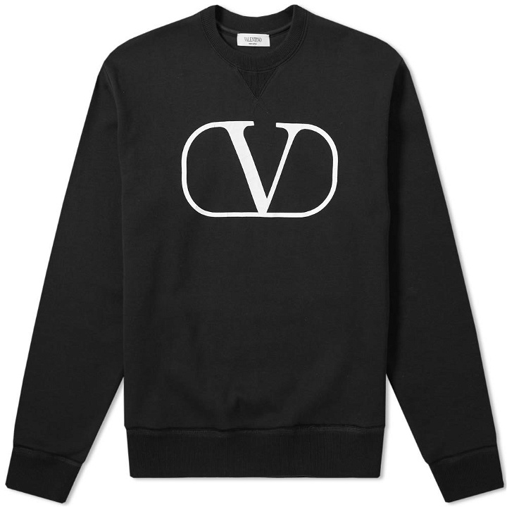 Photo: Valentino Cracked V Logo Crew Sweat Black & White