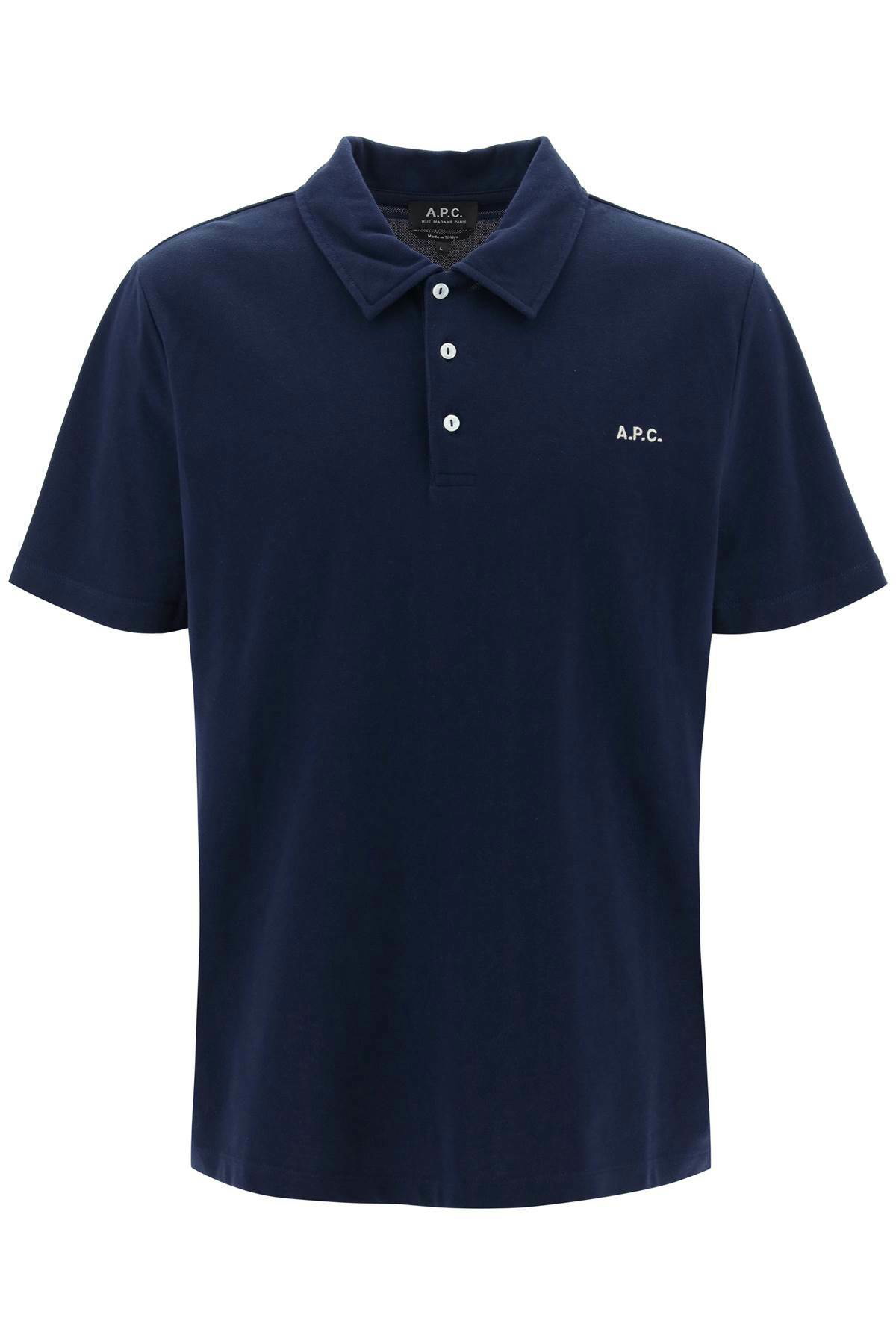 Tシャツ・カットソー A.P.C. Carter Logo Regular Fit Short Sleeve Polo Shirt Black A.P.C. Men's Carter Logo Polo in Black A.P.C.