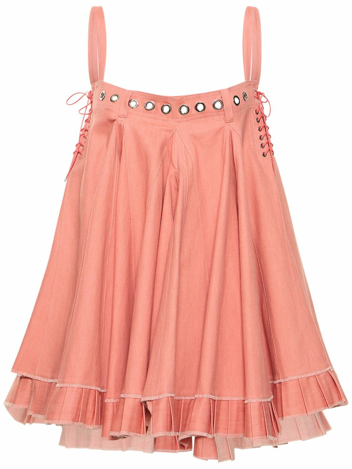 LUDOVIC DE SAINT SERNIN Denim Square Neck Baby Doll Mini Dress
