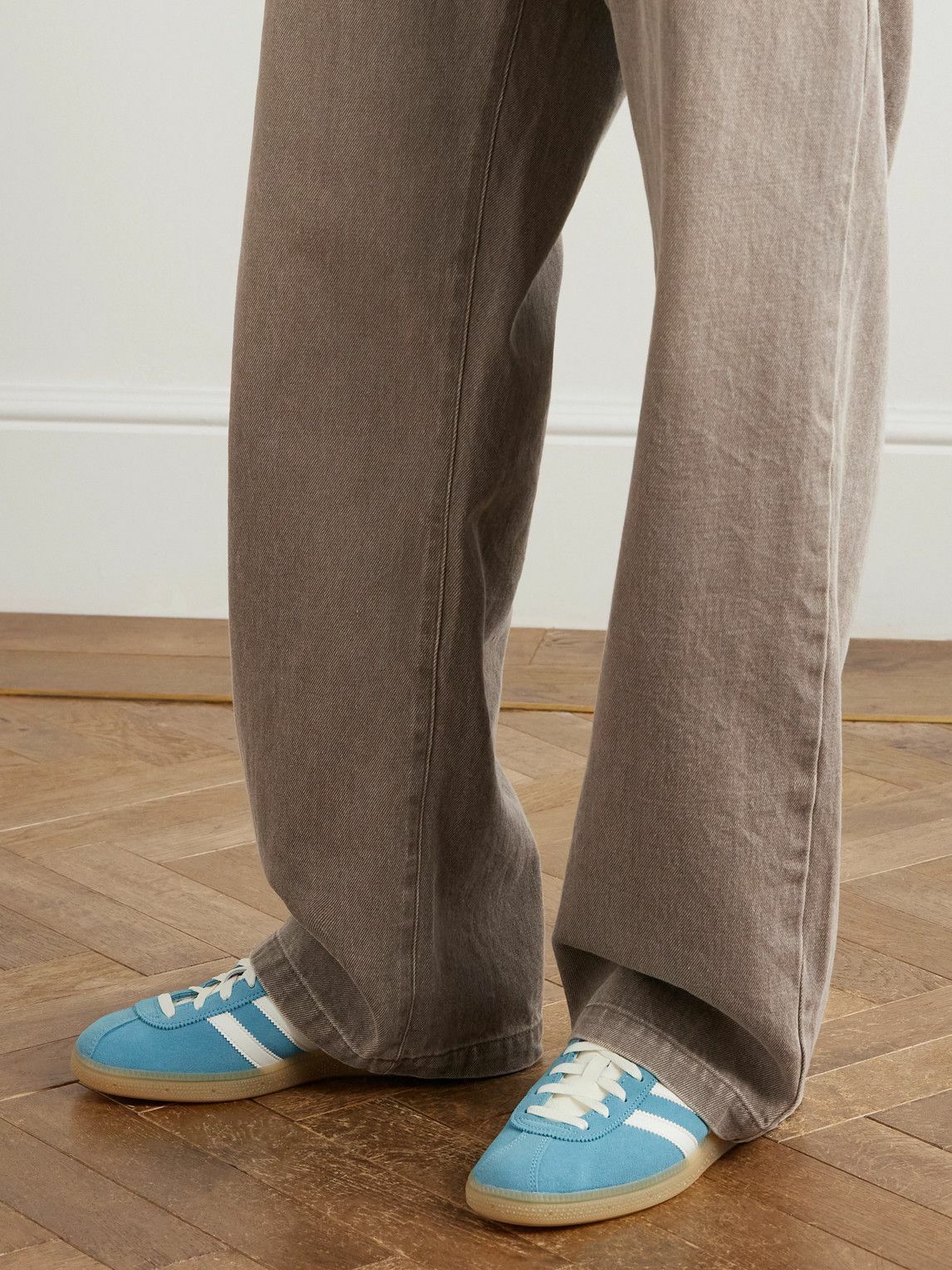adidas Originals - Muenchen Leather-Trimmed Suede Sneakers - Blue