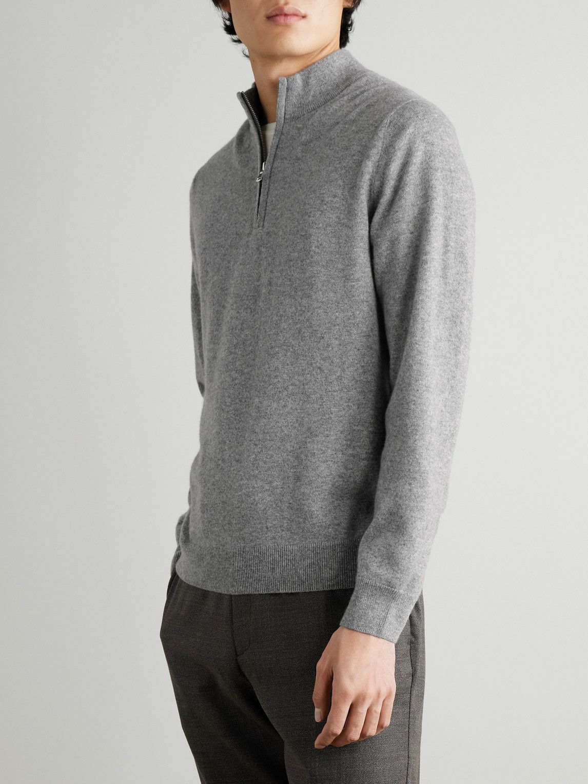 Sunspel - Cashmere Half-Zip Sweater - Gray