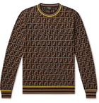 Fendi - Logo-Intarsia Knitted Sweater - Brown