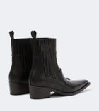 Rick Owens Pointed Silver leather ankle boots
