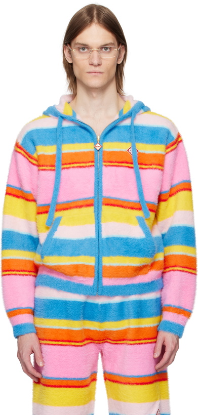 Photo: Casablanca Multicolor Fluffy Stripe Oversized Hoodie