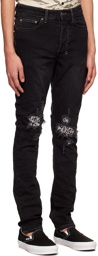 Ksubi Black Chitch Leopard Patch Krow Jeans
