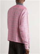 4SDesigns - Cotton-Trimmed Checked Metallic Bouclé-Tweed Shirt - Pink