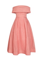 Rebecca Vallance Adalyn Off-the-shoulder Cloqué Midi Dress Peach