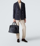 Kiton Leather-trimmed suede duffel bag