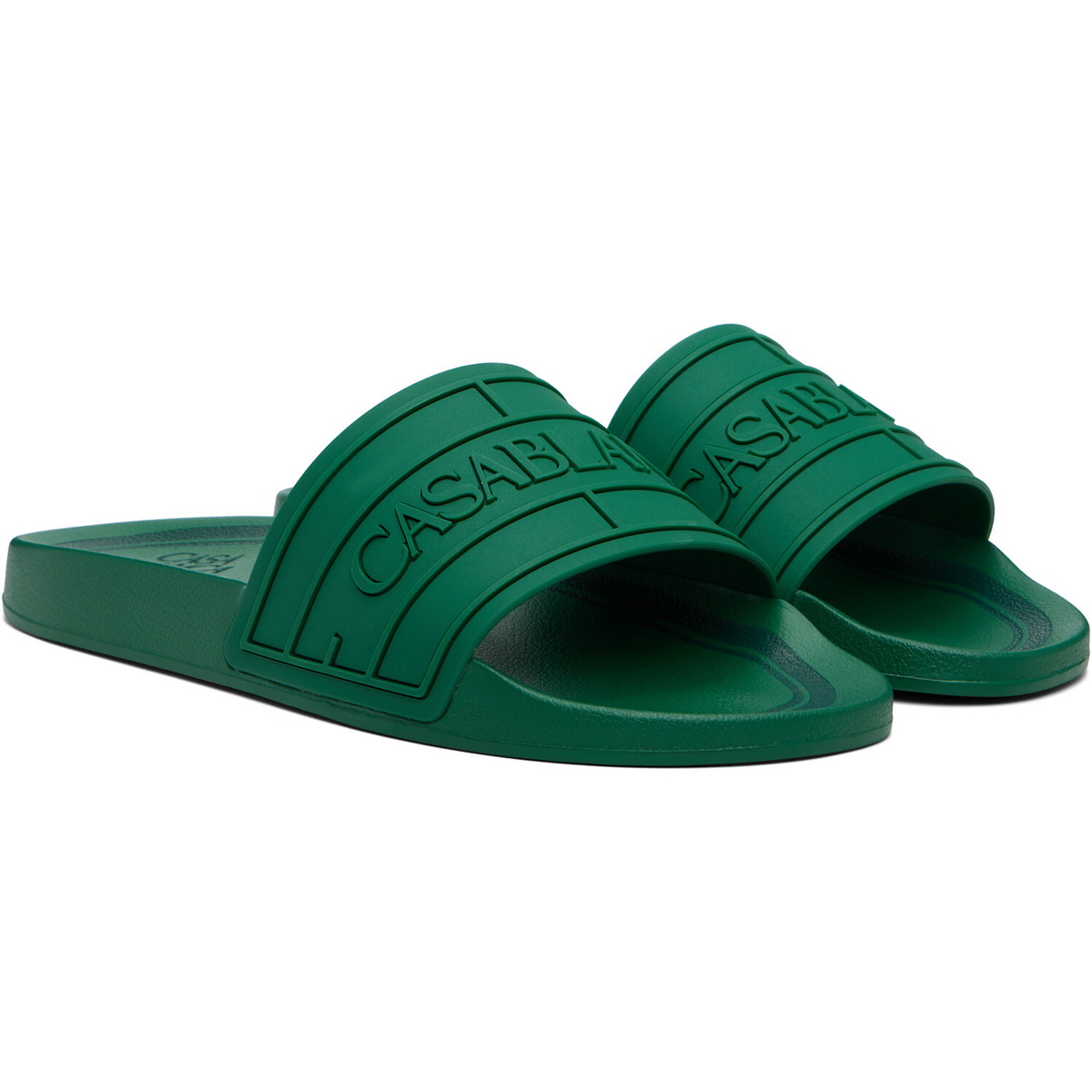 Casablanca Green Embossed-Logo Pool Slides