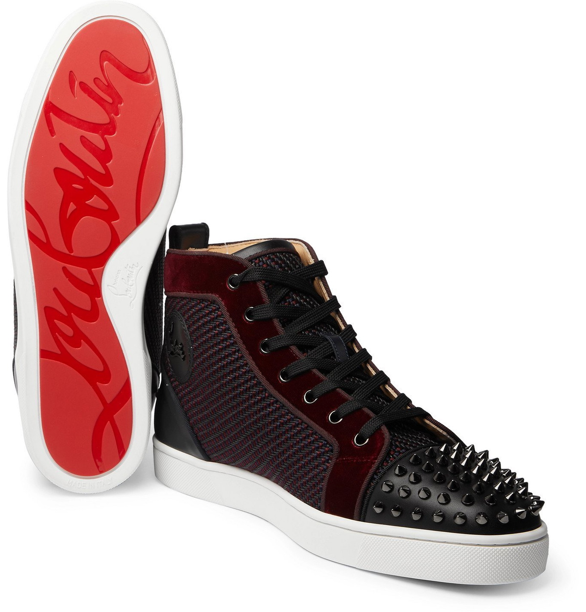 Christian Louboutin Men Louis Spikes Orlato High Top Black Croc