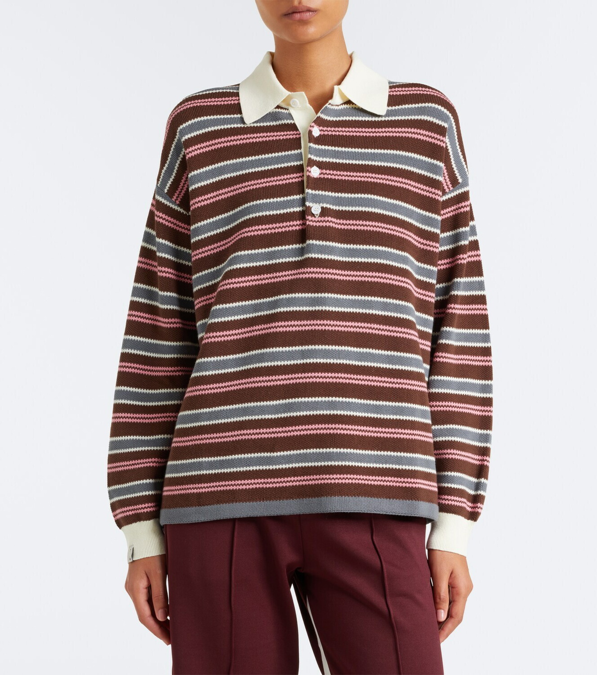 The Upside Wonder striped cotton polo sweater