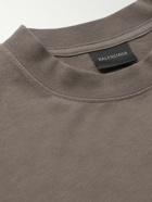 Balenciaga - BB Paris Logo-Embroidered Cotton-Jersey T-Shirt - Gray