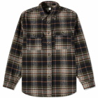 Isabel Marant Men's Ebbazh Check Wool Overshirt in Dark Khaki