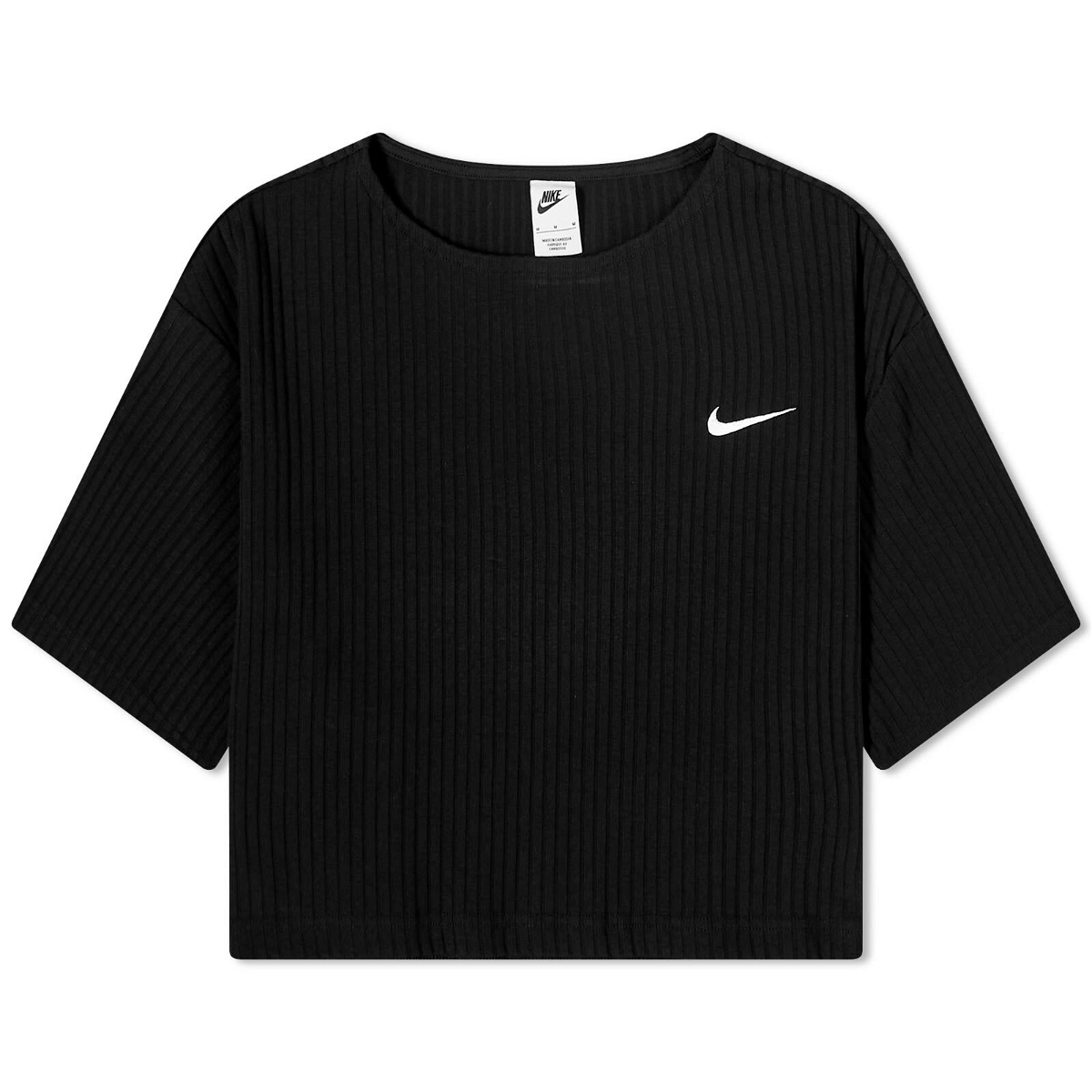 Nike Women's Ribbed Jersey Top in Black/White Nike