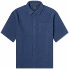 Daily Paper Men's Enzi Seersucker Short Sleeve Shirt in Pageant Blue