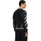 Off-White Black Diagonal Arrow Corrosion Knit Crewneck Sweater