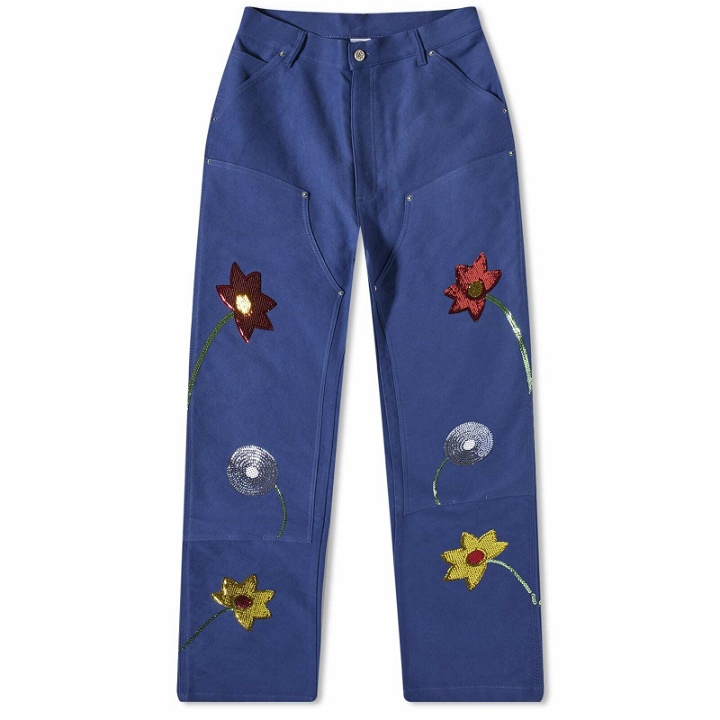 Photo: Sky High Farm Men's Embroidered Jeans in Blue