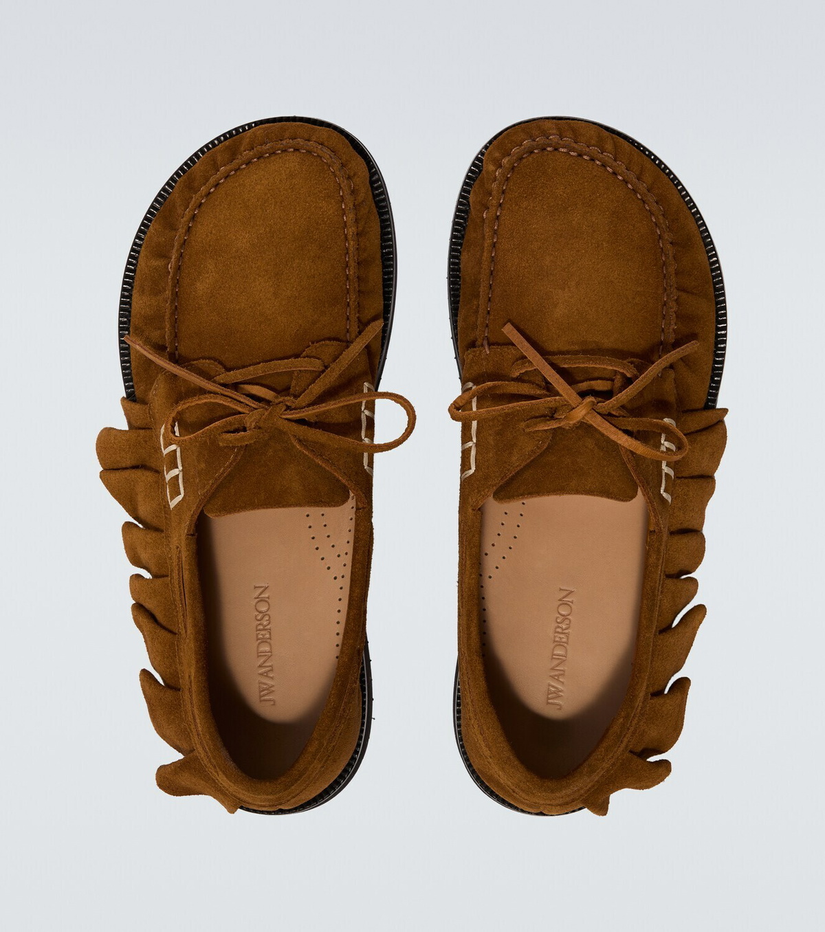 JW Anderson Ruffled suede boat shoes
