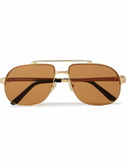 Cartier Eyewear - Santos Evolution Aviator-Style Gold-Tone Sunglasses