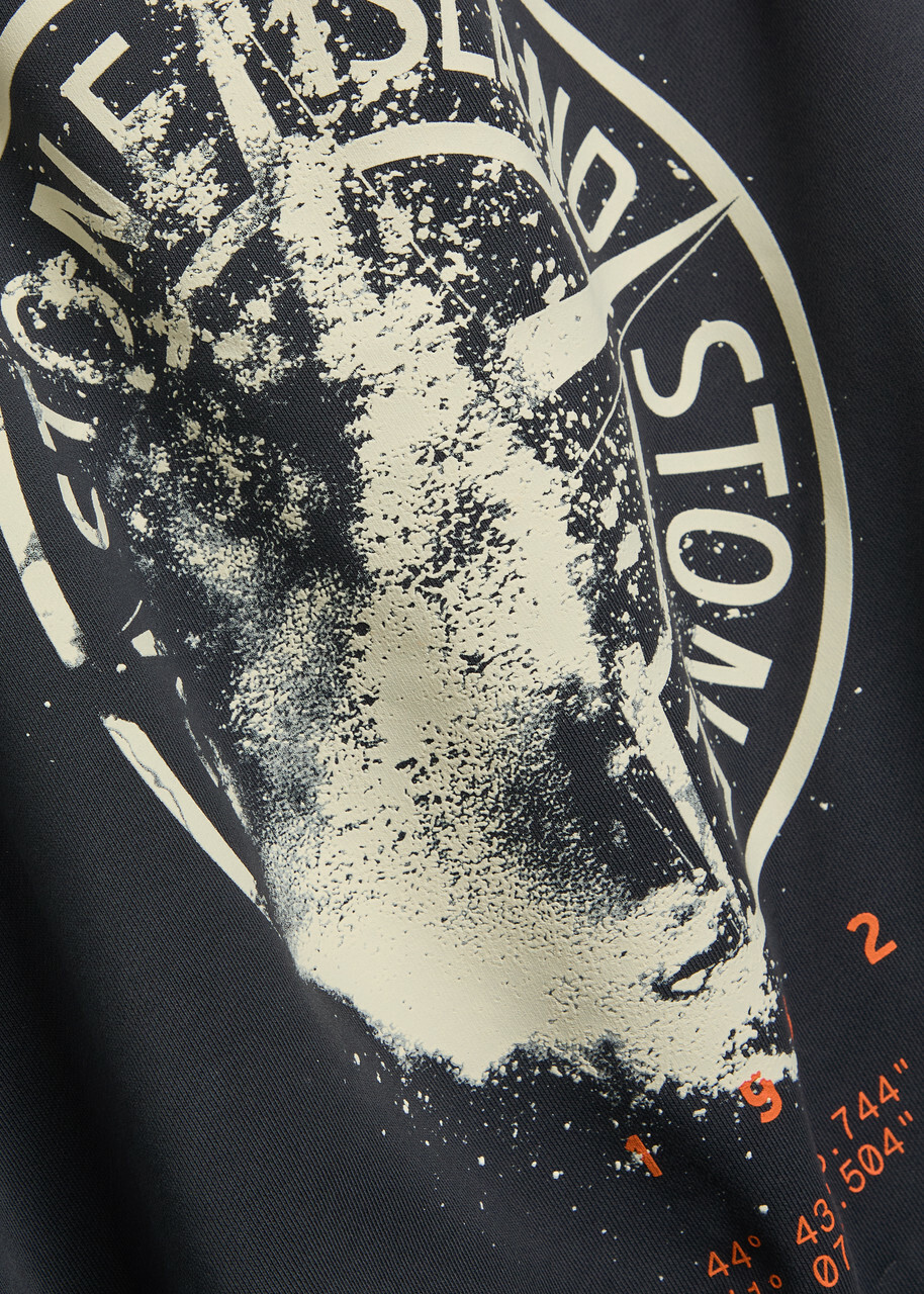Stone Island Printed Cotton Sweatshirt Navy