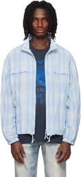 Solid Homme Blue High Neck Check Blouson Jacket