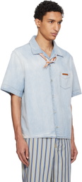 Marni Blue Chambray Neck Tie Shirt