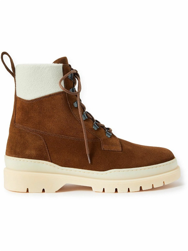 Photo: Loro Piana - Gravel Shearling-Lined Suede Hiking Boots - Brown