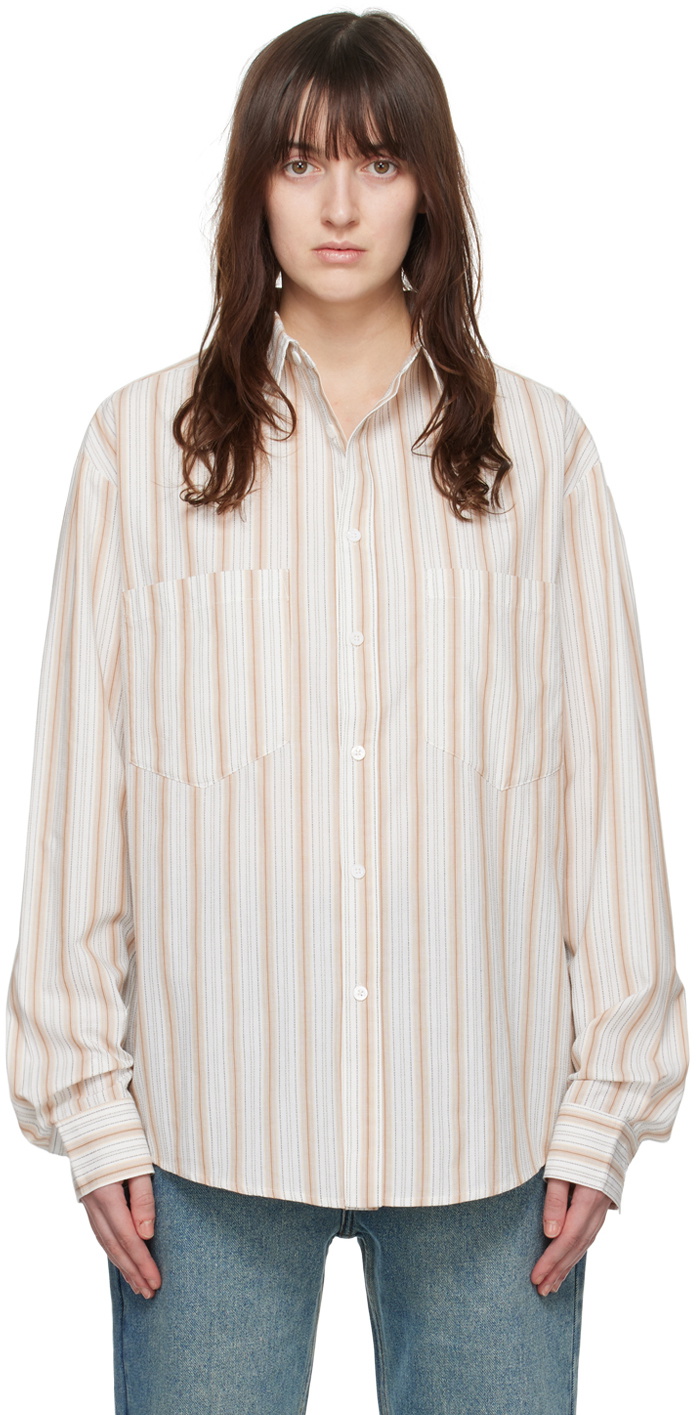 WYNN HAMLYN Off-White & Brown Patch Pocket Shirt
