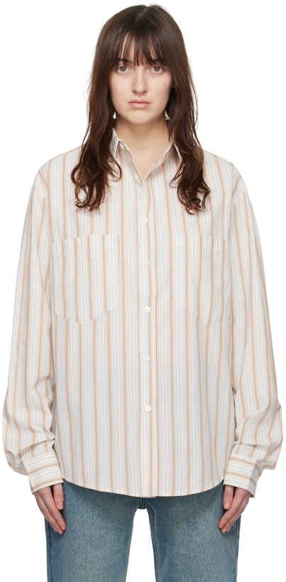 Photo: WYNN HAMLYN Off-White & Brown Patch Pocket Shirt
