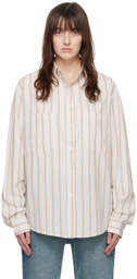 WYNN HAMLYN Off-White & Brown Patch Pocket Shirt