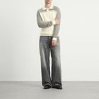 Casablanca Men's Tennis Boucle Long Sleeve Polo Shirt in White