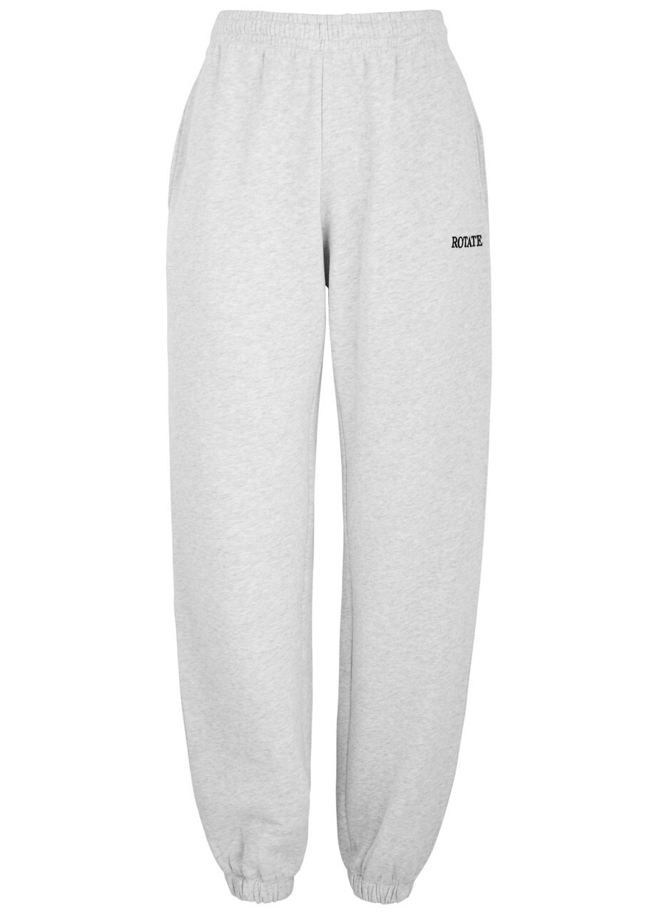 Rotate Sunday Logo-embroidered Cotton Sweatpants Light Grey