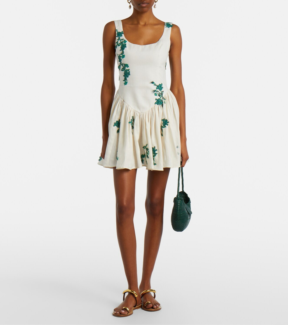 Agua by Agua Bendita Pluma embroidered cotton minidress