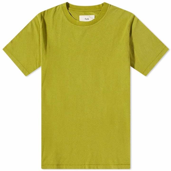 Photo: Folk Men's Contrast Sleeve T-Shirt in Moss