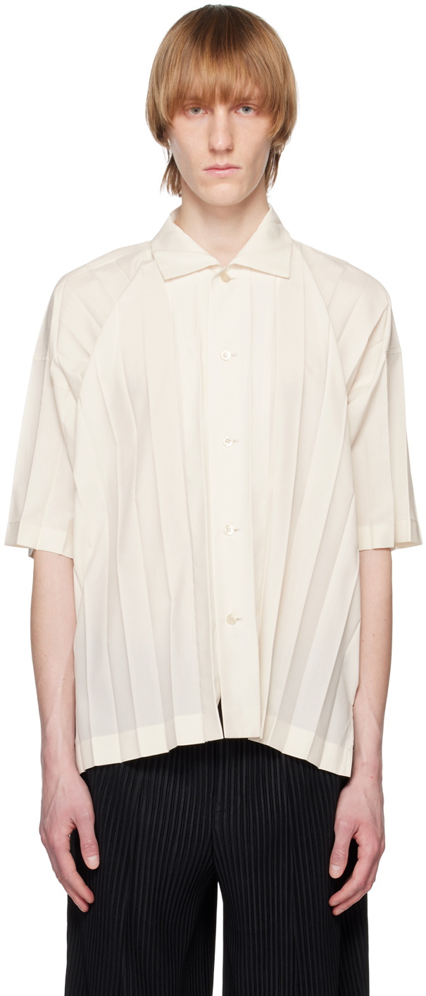 Homme Plissé Issey Miyake Pleated Button-down Shirt in White for