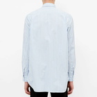 Comme des Garçons Play Men's Black Heart Multi Stripe Shirt in Light Blue/White/Grey