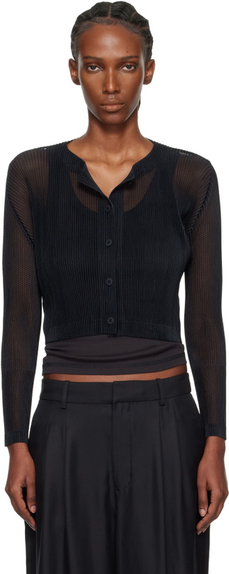Photo: PLEATS PLEASE ISSEY MIYAKE Black Tatami April Cardigan
