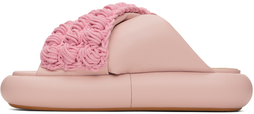 JW Anderson Pink Crochet Twister Platform Slides