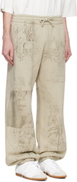 Palm Angels Beige Pencil All Over Sweatpants