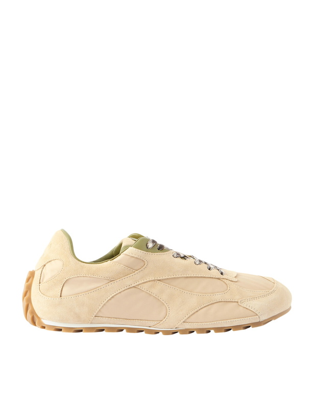 Photo: Bottega Veneta - Orbit Leather and Shell-Trimmed Suede Sneakers - Green