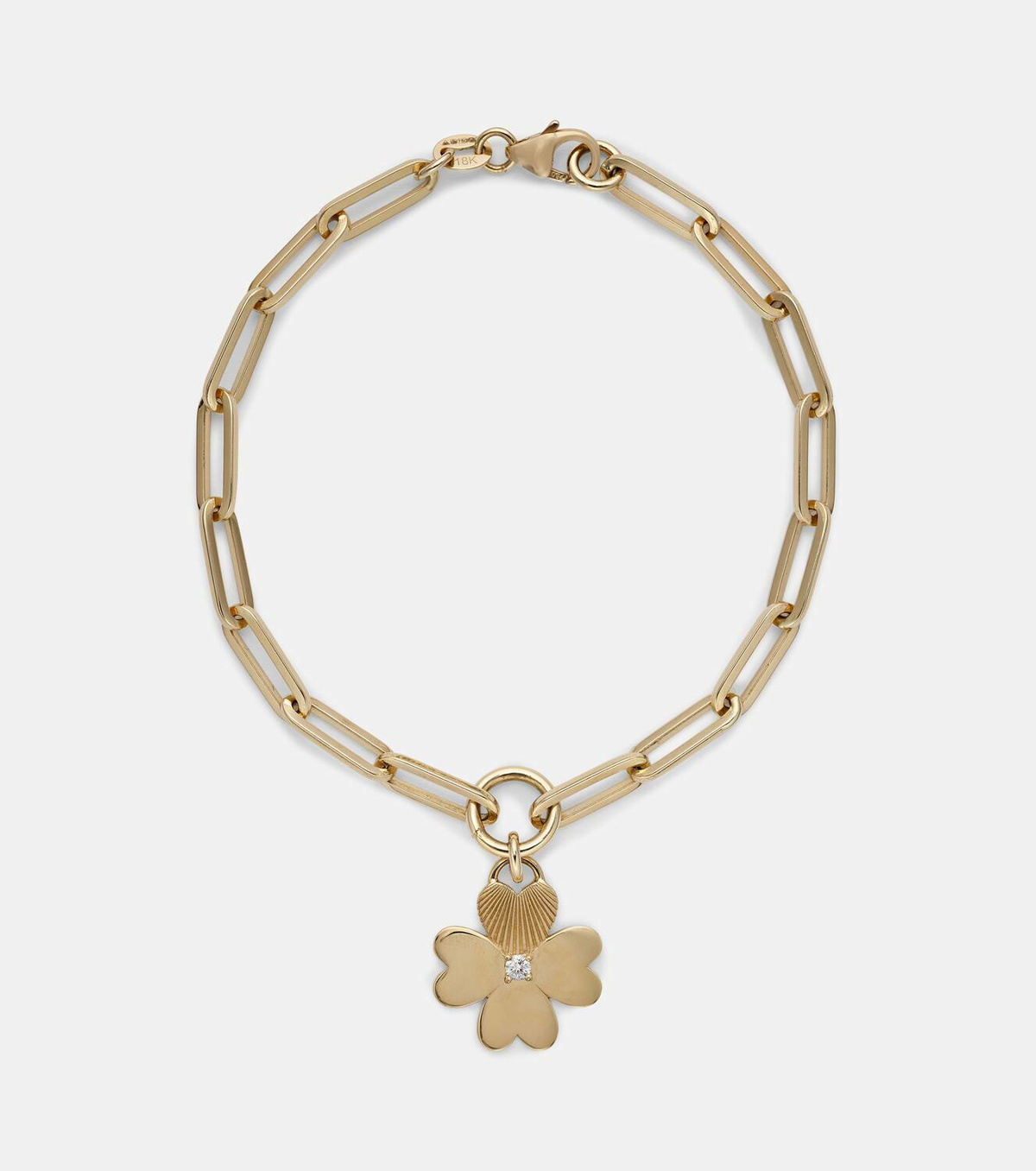 Foundrae Four Heart Clover 18kt gold chain bracelet with diamonds