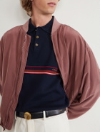 Versace - Logo-Embroidered Striped Cotton Polo Sweater - Blue