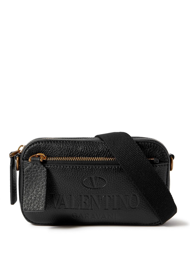 Photo: VALENTINO - Valentino Garavani Convertible Logo-Debossed Full-Grain Leather Messenger Bag