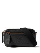 VALENTINO - Valentino Garavani Convertible Logo-Debossed Full-Grain Leather Messenger Bag