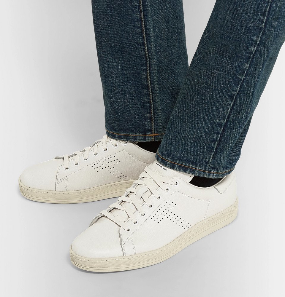 TOM FORD - Warwick Perforated Full-Grain Leather Sneakers
